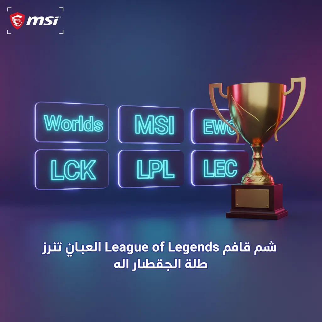 شعارات بطولات League of Legends: Worlds وMSI وEWC وLCK وLPL وLEC للمشاهدة والمراهنة طوال الموسم.